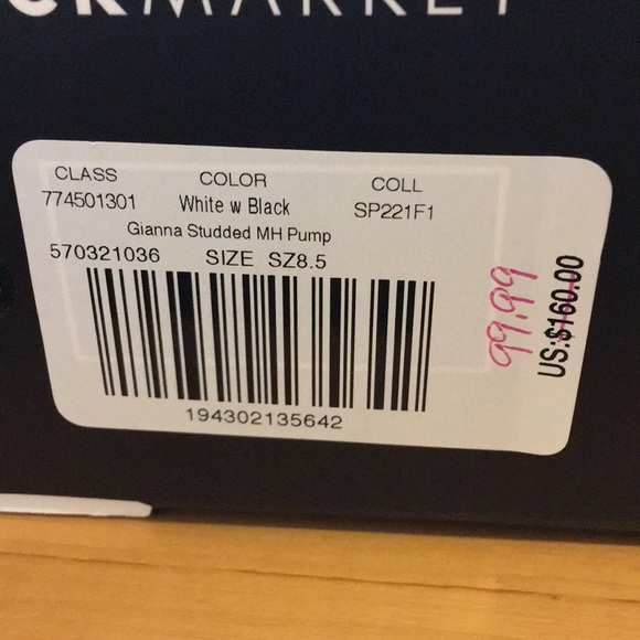 WHBM Gianna Studded B&W Black & White Pump Strappy Sandals Heels, Sz 8.5, NWT - Picture 12 of 12